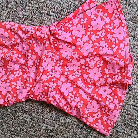 DECREE BRAND WOMENS ONE PIECE PINK AND RED SWIM SUIT WITH WRAP SKIRT SIZE XS - Picture 9 of 16